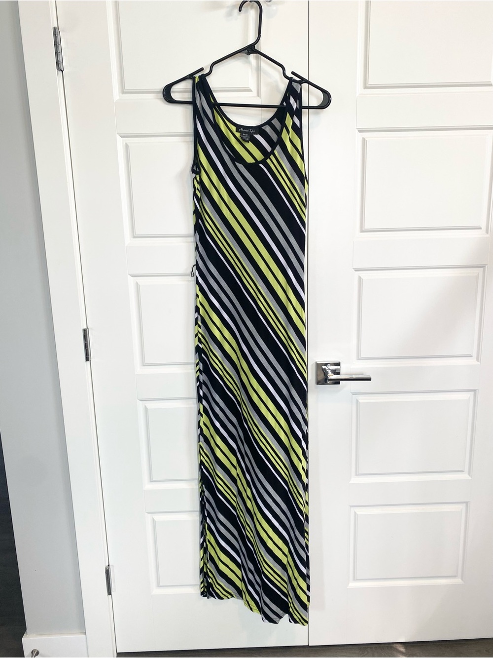 BUNDLE ITEM ~ Sleeveless Diagonal Stripe Maxi Dress - Black & yellow